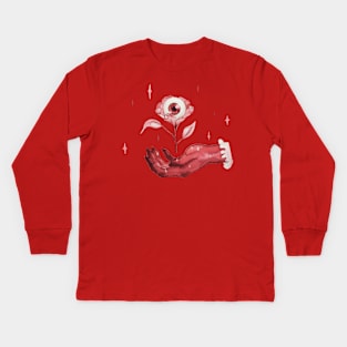 Spooky cute eyeball rose Kids Long Sleeve T-Shirt